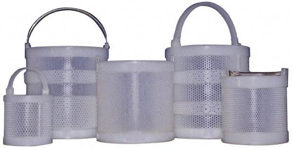 Made in USA - Round Polypropylene Dipping Basket - 3/32" Perforation, 6" Wide - Exact Industrial Supply