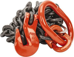 Pewag - 10' Long x 10" Wide, 8,800 Lb Basket Capacity, 8,800 Lb Vertical Capacity, Alloy Steel Web Sling - SOG Chain Sling, 3/8" Diam Chain, Self-Colored, with Grab Hook & Master Link - Exact Industrial Supply