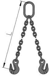 Pewag - 10' Long, 6,100 Lb Basket Capacity, 6,100 Lb Vertical Capacity, Alloy Steel Web Sling - DOG Chain Sling, 9/32" Diam Chain, Silver (Color), with 2 Grab Hooks & Master Link - Exact Industrial Supply