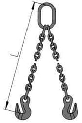 Pewag - 10' Long, 6,100 Lb Basket Capacity, 6,100 Lb Vertical Capacity, Alloy Steel Web Sling - DOG Chain Sling, 9/32" Diam Chain, Silver (Color), with 2 Grab Hooks & Master Link - Exact Industrial Supply