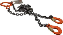 Pewag - 5' Long x 10" Wide, 4,700 Lb Basket Capacity, 4,700 Lb Vertical Capacity, Alloy Steel Web Sling - DOS Chain Sling, 7/32" Diam Chain, Self-Colored, with 2 Sling Hooks & Master Link - Exact Industrial Supply