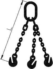 Pewag - 5' Long x 10" Wide, 11,200 Lb Basket Capacity, 11,200 Lb Vertical Capacity, Alloy Steel Web Sling - TOG Chain Sling, 9/32" Diam Chain, Self-Colored, with 3 Grab Hooks & Master Link - Exact Industrial Supply