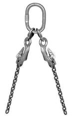 Pewag - 5' Long, 6,100 Lb Basket Capacity, 6,100 Lb Vertical Capacity, Alloy Steel Web Sling - DOG Chain Sling, 9/32" Diam Chain, Silver (Color), with 2 Grab Hooks, Master Link & 2 Shortening Hooks - Exact Industrial Supply