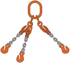 Pewag - 5' Long x 10" Wide, 7,000 Lb Basket Capacity, 7,000 Lb Vertical Capacity, Alloy Steel Web Sling - TOG Chain Sling, 7/32" Diam Chain, Self-Colored, with Grab Hooks, Master Link & 3 Shortening Hooks - Exact Industrial Supply