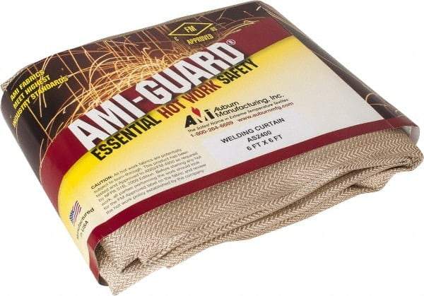 Auburn Mfr - 6' High x 6' Wide x 0.04" Thick Silica Welding Curtain - Tan, Grommet - Exact Industrial Supply