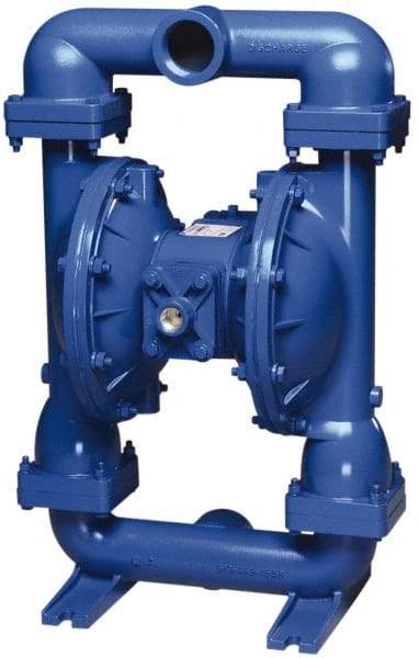 SandPIPER - 1-1/2" NPT, Metallic, Air Operated Diaphragm Pump - PTFE Diaphragm, Stainless Steel Housing - Exact Industrial Supply