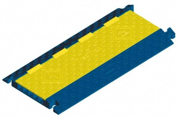 Hubbell Wiring Device-Kellems - 5 Channel, T-Shaped, Drop Over Cable Ramp - 36 Inch Long x 20 Inch Wide x 2.31 Inch High, Yellow and Blue - Exact Industrial Supply