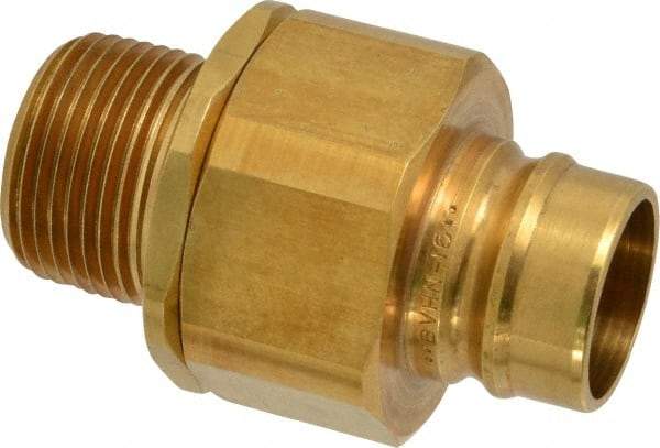 Parker - 1 Thread Brass Hydraulic Hose MPT Fitting - 1,750 psi - Exact Industrial Supply