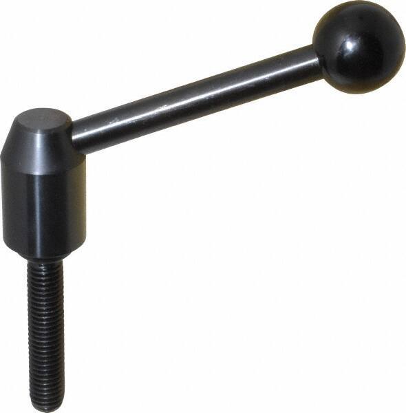 J.W. Winco - 1/2-13, Steel Threaded Stud Adjustable Clamping Handle - 4.33" OAL, 1.91" High - Exact Industrial Supply