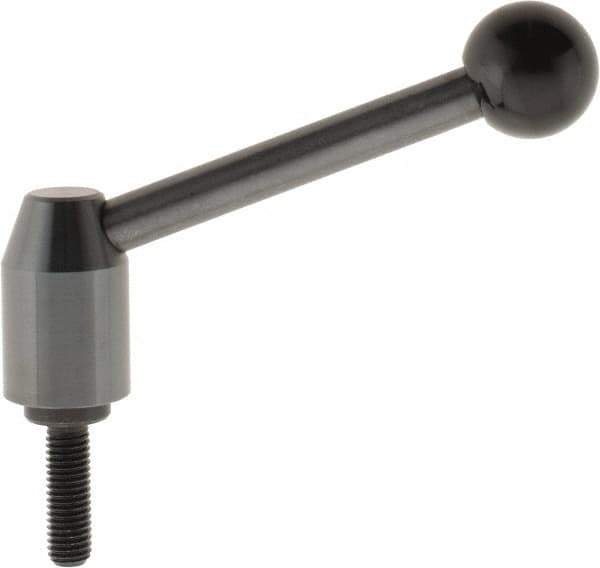 J.W. Winco - 1/2-13, Steel Threaded Stud Adjustable Clamping Handle - 4.88" OAL, 2.17" High - Exact Industrial Supply