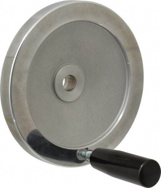 Value Collection - 6.3" Diam, Aluminum Handwheel with Handle - 1.42" Hub Diam - Exact Industrial Supply
