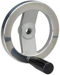 Value Collection - 4.92", 2 Spoke Handwheel with Revolving Handle - 1.22" Hub, Aluminum, Polished Finish - Exact Industrial Supply