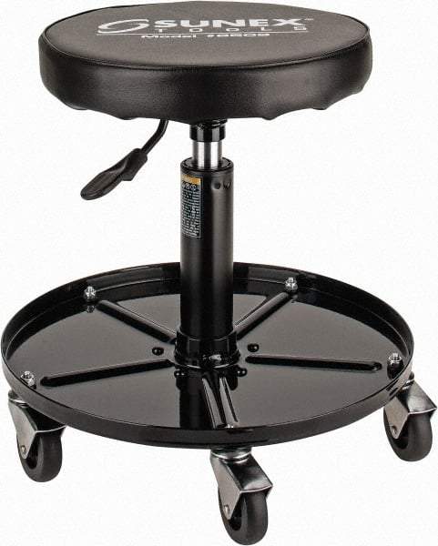 Sunex Tools - 15-1/2 to 20-1/2" High, Adjustable Height Stool - Vinyl Seat, Black - Exact Industrial Supply