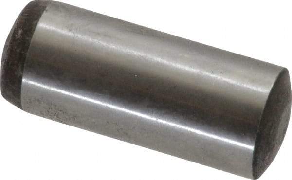 Value Collection - 10mm Diam x 25mm Pin Length Alloy Steel Standard Dowel Pin - C 58-62 Hardness, 37,100 Lb Breaking Strength, 1 Rounded End - Exact Industrial Supply