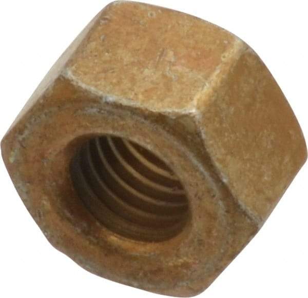 Value Collection - 1/4-28 UNF Steel Right Hand Hex Nut - 7/16" Across Flats, 0.264" High, Zinc Yellow Dichromate Cad & Waxed Finish - Exact Industrial Supply