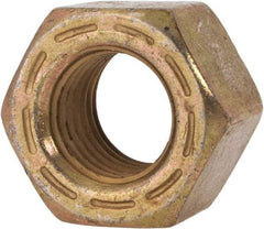 Made in USA - 7/16-20 UNF Steel Right Hand Hex Nut - 11/16" Across Flats, 0.445" High, Zinc Yellow Dichromate Cad & Waxed Finish - Exact Industrial Supply