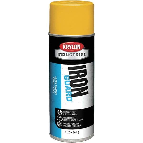 Krylon - OSHA Yellow, Gloss, Enamel Spray Paint - 12 to 15 Sq Ft per Can, 12 oz Container, Use on Masonry, Metal, Plaster, Plastic Foam & Wicker, Plastics, Wood - Exact Industrial Supply