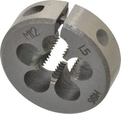 Interstate - M12x1.50 Metric Fine Thread, 1-1/2" Outside Diam High Speed Steel Round Die - Right Hand Thread, Adjustable - Exact Industrial Supply