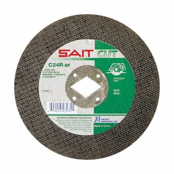 Sait - 8" 24 Grit Silicon Carbide Cutoff Wheel - 3/32" Thick, 7/8" Arbor, 7,600 Max RPM, Use with Circular Saws - Exact Industrial Supply
