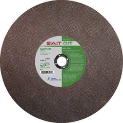 Sait - 12" 24 Grit Silicon Carbide Cutoff Wheel - 1/8" Thick, 1" Arbor, 6,300 Max RPM, Use with Portable Tools - Exact Industrial Supply