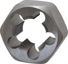 Irwin Hanson - 1-1/8 - 12 UNF Thread, 2" Hex, Right Hand Thread, Hex Rethreading Die - Carbon Steel, 1" Thick - Exact Industrial Supply