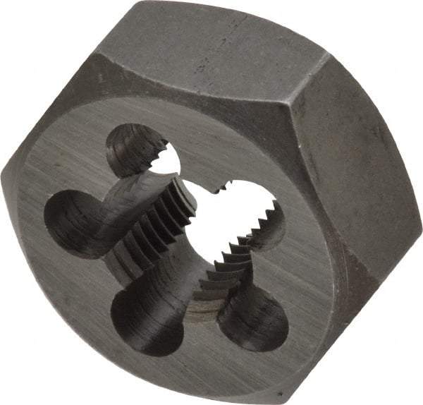 Interstate - M12x1.25 Metric Fine Thread, 1-1/16" Hex, Right Hand Thread, Hex Rethreading Die - Carbon Steel, 1/2" Thick - Exact Industrial Supply