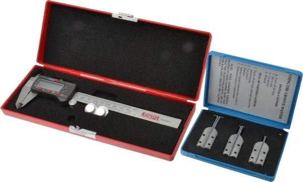 SPI - 6" OAL, Accurate up to 0.001", Caliper O-Ring Groove Gage - 3 Pieces - Exact Industrial Supply