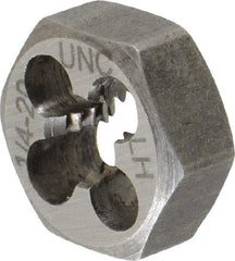 Interstate - 1/4-20 UNC Thread, 19/32" Hex, Left Hand Thread, Hex Rethreading Die - Carbon Steel, 1/4" Thick - Exact Industrial Supply