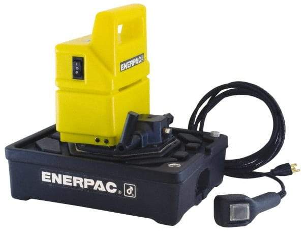 Enerpac - 10,000 psi Electric Hydraulic Pump & Jack - 1 Gal Oil Capacity, 3-Way, 2 Position Valve, Use with Single Acting Cylinders, Advance, Hold & Retract - Exact Industrial Supply