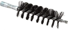 Schaefer Brush - 4-1/2" Brush Length, 1-3/4" Diam, Double Stem, Single Spiral Flue Brush - 7-1/2" Long, Tempered Steel Wire, 1/4" NPSM Male Connection - Exact Industrial Supply