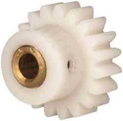 Made in USA - 24 Pitch, 0.791" Pitch Diam, 7/8" OD, 19 Tooth Spur Gear - 1/4" Face Width, 3/16" Bore Diam, 35/64" Hub Diam, 20° Pressure Angle, Acetal - Exact Industrial Supply