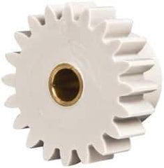 Made in USA - 24 Pitch, 0.833" Pitch Diam, 0.917" OD, 20 Tooth Spur Gear - 1/4" Face Width, 3/16" Bore Diam, 35/64" Hub Diam, 20° Pressure Angle, Acetal - Exact Industrial Supply