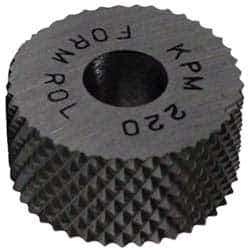Made in USA - 1-1/4" Diam, 90° Tooth Angle, 30 TPI, Standard (Shape), Form Type High Speed Steel Male Diamond Knurl Wheel - 1/2" Face Width, 1/2" Hole, Circular Pitch, 30° Helix, Bright Finish, Series PH - Exact Industrial Supply