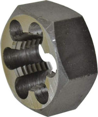 Interstate - 1-1/4 - 8 UNS Thread, 2-3/16" Hex, Right Hand Thread, Hex Rethreading Die - Carbon Steel, 1" Thick - Exact Industrial Supply