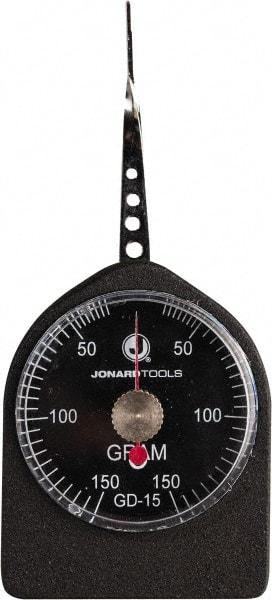 Jonard Tools - 0.33 Lb. Capacity, Mechanical Tension and Compression Force Gage - 5 gf Resolution, Aluminum Housing - Exact Industrial Supply