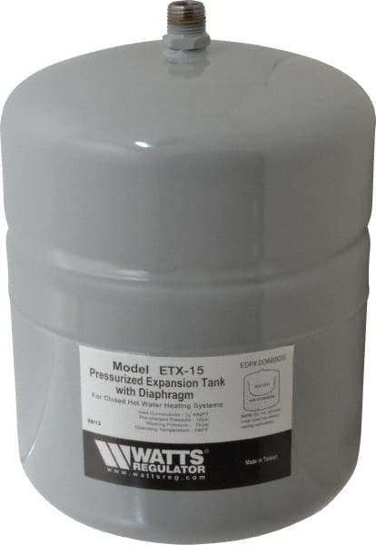 Watts - 1.0 Gallon Capacity, 2.1 Gallon Tank, 8 Inch Diameter, 12-1/2 Inch High, 1/2 Inch Port, Expansion Tank - Steel, Polymer Coating - Exact Industrial Supply