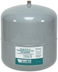 Watts - 6.0 Gallon Capacity, 15 Gallon Tank, 16 Inch Diameter, 20-13/16 Inch High, 1/2 Inch Port, Expansion Tank - Steel, Polymer Coating - Exact Industrial Supply