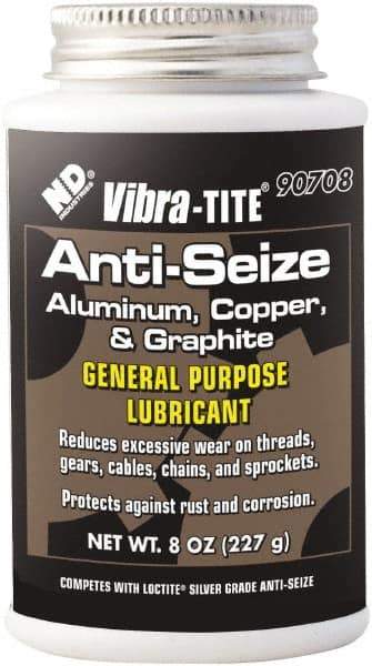 Vibra-Tite - 8 oz Can Anti-Seize Anti-Seize Lubricant - Aluminum/Copper/Graphite, -65 to 1,600°F, Silver Colored, Water Resistant - Exact Industrial Supply