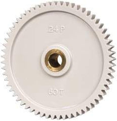 Made in USA - 24 Pitch, 2-1/2" Pitch Diam, 2.583" OD, 60 Tooth Spur Gear - 1/4" Face Width, 5/16" Bore Diam, 43/64" Hub Diam, 20° Pressure Angle, Acetal - Exact Industrial Supply