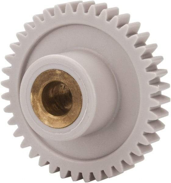 Made in USA - 32 Pitch, 1-1/4" Pitch Diam, 1-5/16" OD, 40 Tooth Spur Gear - 3/16" Face Width, 1/4" Bore Diam, 39/64" Hub Diam, 20° Pressure Angle, Acetal - Exact Industrial Supply