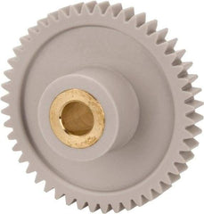 Made in USA - 32 Pitch, 1-1/2" Pitch Diam, 1-9/16" OD, 48 Tooth Spur Gear - 3/16" Face Width, 1/4" Bore Diam, 5/8" Hub Diam, 20° Pressure Angle, Acetal - Exact Industrial Supply