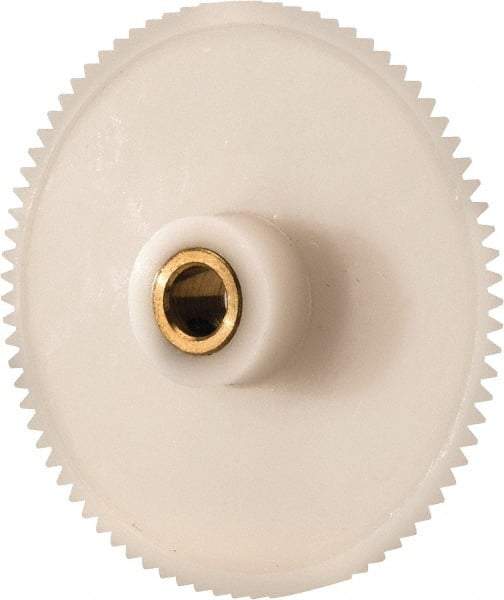 Made in USA - 48 Pitch, 2-1/4" Pitch Diam, 2.292" OD, 108 Tooth Spur Gear - 1/4" Face Width, 1/4" Bore Diam, 39/64" Hub Diam, 20° Pressure Angle, Acetal - Exact Industrial Supply
