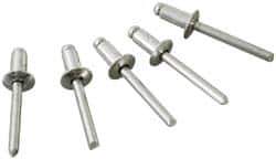 Marson - Button Head Aluminum Open End Blind Rivet - Aluminum Mandrel, 1/32" to 1/8" Grip, 3/8" Head Diam, 0.192" to 0.196" Hole Diam, 0.325" Length Under Head, 3/16" Body Diam - Exact Industrial Supply