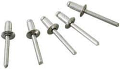 Marson - Button Head Stainless Steel Open End Blind Rivet - Stainless Steel Mandrel, 5/16" to 3/8" Grip, 3/8" Head Diam, 0.192" to 0.196" Hole Diam, 0.575" Length Under Head, 3/16" Body Diam - Exact Industrial Supply