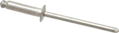 Marson - Button Head Stainless Steel Open End Blind Rivet - Stainless Steel Mandrel, 5/16" to 3/8" Grip, 1/4" Head Diam, 0.129" to 0.133" Hole Diam, 0.525" Length Under Head, 1/8" Body Diam - Exact Industrial Supply