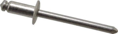 Marson - Button Head Stainless Steel Open End Blind Rivet - Stainless Steel Mandrel, 3/16" to 1/4" Grip, 3/8" Head Diam, 0.192" to 0.196" Hole Diam, 0.45" Length Under Head, 3/16" Body Diam - Exact Industrial Supply