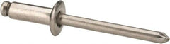 Marson - Button Head Stainless Steel Open End Blind Rivet - Stainless Steel Mandrel, 5/16" to 3/8" Grip, 3/8" Head Diam, 0.192" to 0.196" Hole Diam, 0.575" Length Under Head, 3/16" Body Diam - Exact Industrial Supply