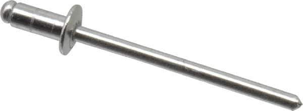 Marson - Button Head Aluminum Open End Blind Rivet - Aluminum Mandrel, 1/32" to 1/8" Grip, 1/4" Head Diam, 0.129" to 0.133" Hole Diam, 0.275" Length Under Head, 1/8" Body Diam - Exact Industrial Supply