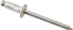 Marson - Button Head Aluminum Open End Blind Rivet - Aluminum Mandrel, 3/16" to 1/4" Grip, 3/8" Head Diam, 0.192" to 0.196" Hole Diam, 0.45" Length Under Head, 3/16" Body Diam - Exact Industrial Supply