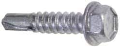 Buildex - 1/4", Hex Washer Head, Hex Drive, 3/4" Length Under Head, #3 Point, Self Drilling Screw - Steel - Exact Industrial Supply